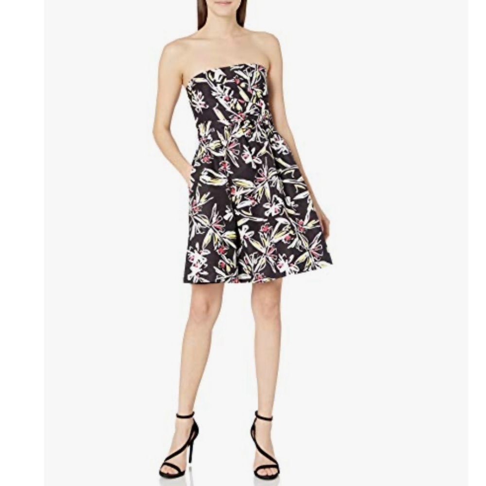 Milly‎ Strapless Painted Floral Mini Dress Party Wedding Guest